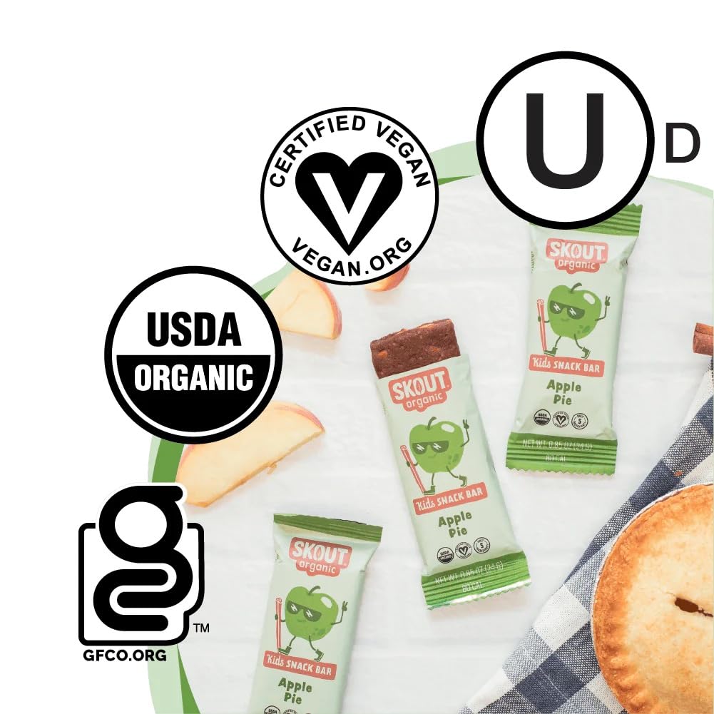 Organic Apple Pie Kids Snack Bars (18 Pack) - Healthy Vegan & Paleo School Snacks | No Refined Sugar, Gluten, Dairy, Grain & Peanut Free | Perfect for Lunch Boxes, After-School Treats & On-the-Go Snacking