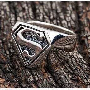 Superman Sterling Silver Men's Ring for Gifts, Cosplay & Superhero Fans - Durable 925 Silver Jewelry for Daily Wear & Comic Conventions