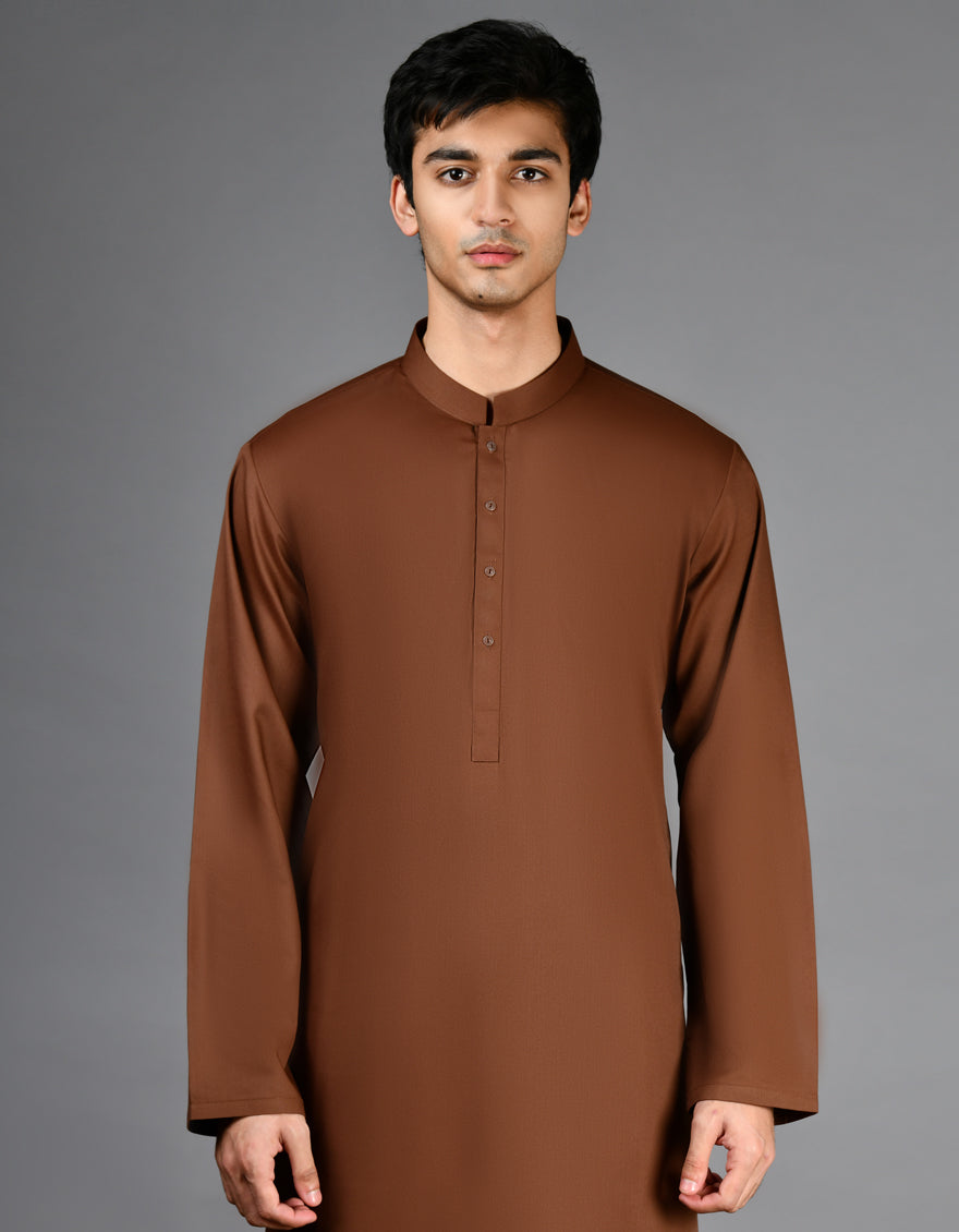 Stylish Blended Brown Kurta Trouser by J. Junaid Jamshed - Premium Cotton Blend Comfort for Men - Perfect for Eid, Weddings & Formal Occasions