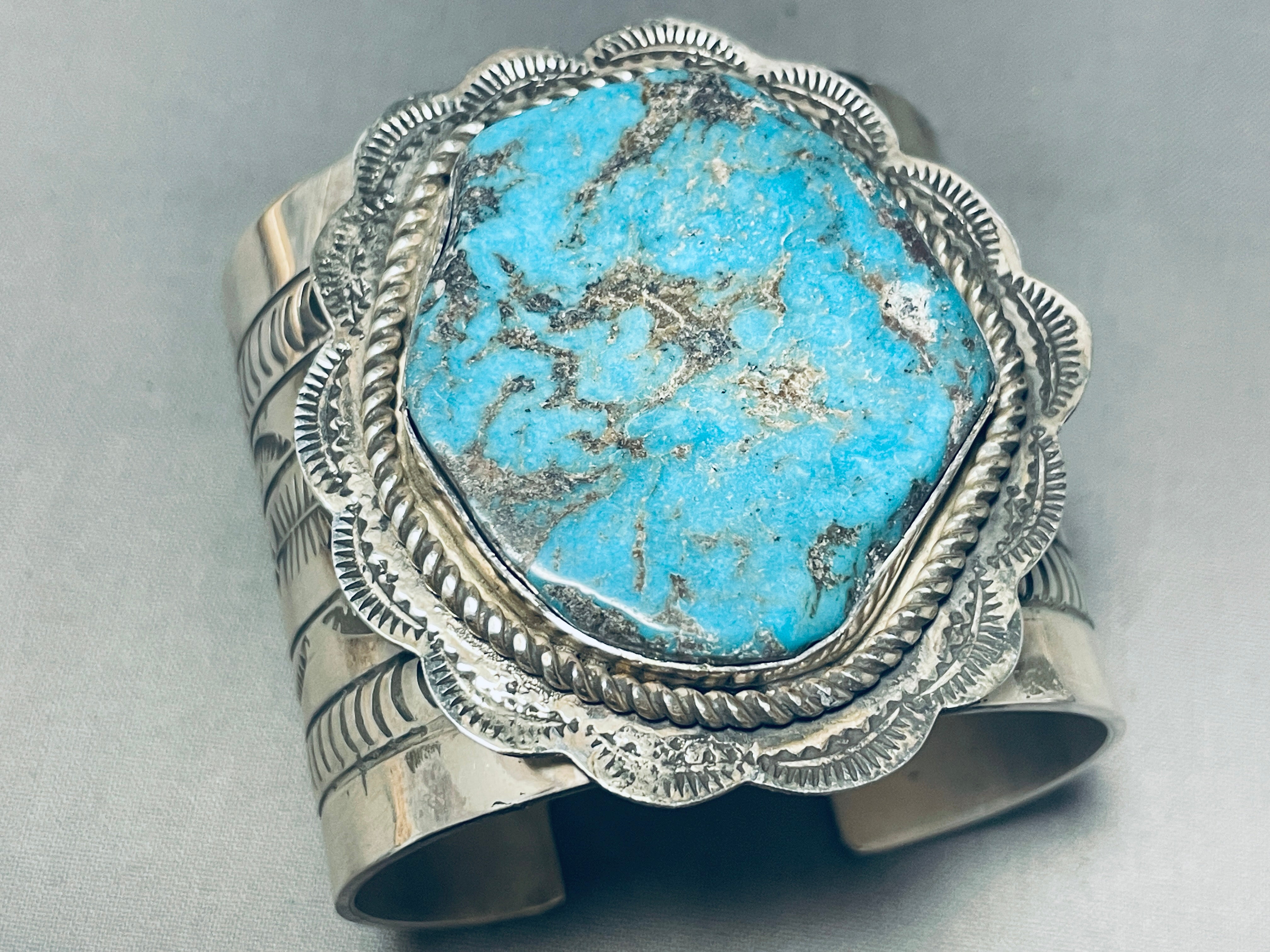179 Grams Heavy Native American Navajo Turquoise Sterling Silver Bracelet Cuff