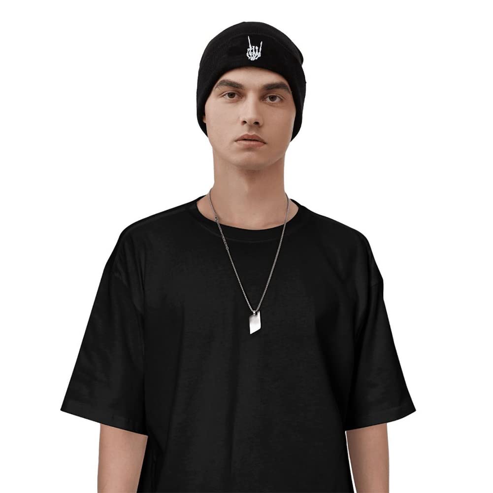 Skull Beanie Hat for Men & Women - Skeleton Hand Knit Winter Beanie with Soft Acrylic Warm Cuff | Perfect for Cold Weather, Outdoor Activities & Streetwear Fashion