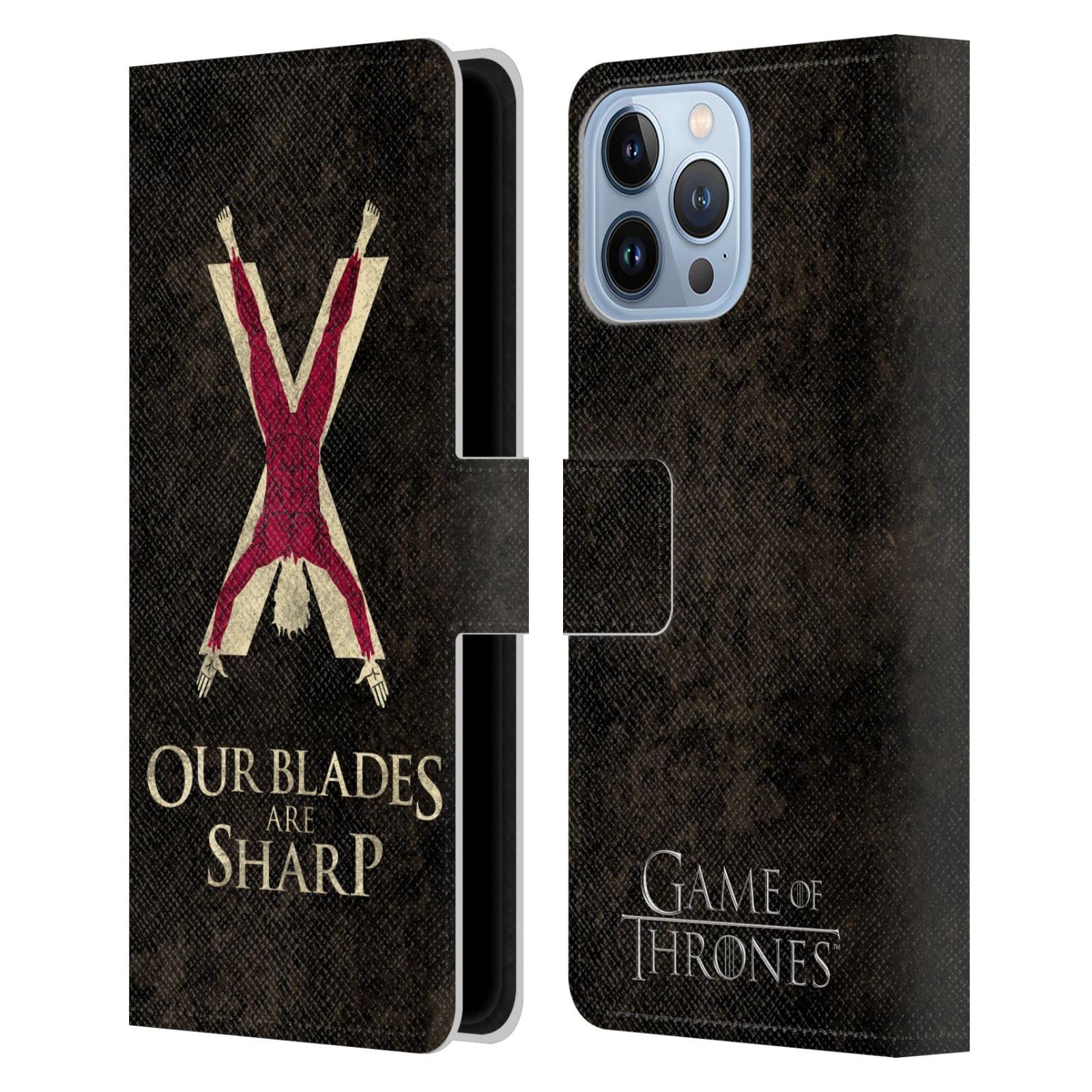 Officially Licensed HBO Game of Thrones Bolton Distressed Leather Wallet Case for iPhone 13 Pro Max - Vintage Style Phone Cover with Sigil Design, Perfect for GOT Fans & Medieval Theme Lovers