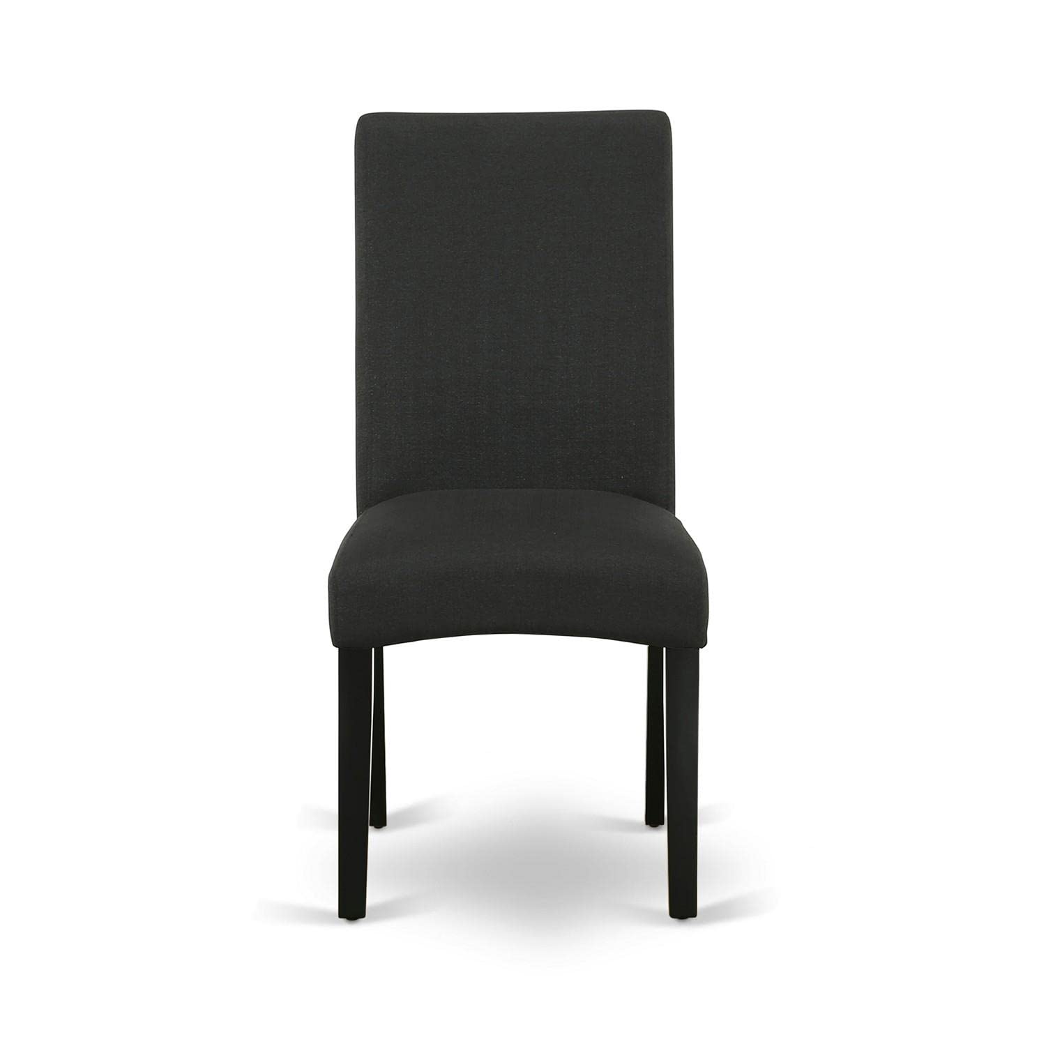 East West Furniture DRP1T24 Driscol Parson Chairs - Set of 2 Black Linen Fabric Padded Dining Chairs for Kitchen, Dining Room, and Office Use