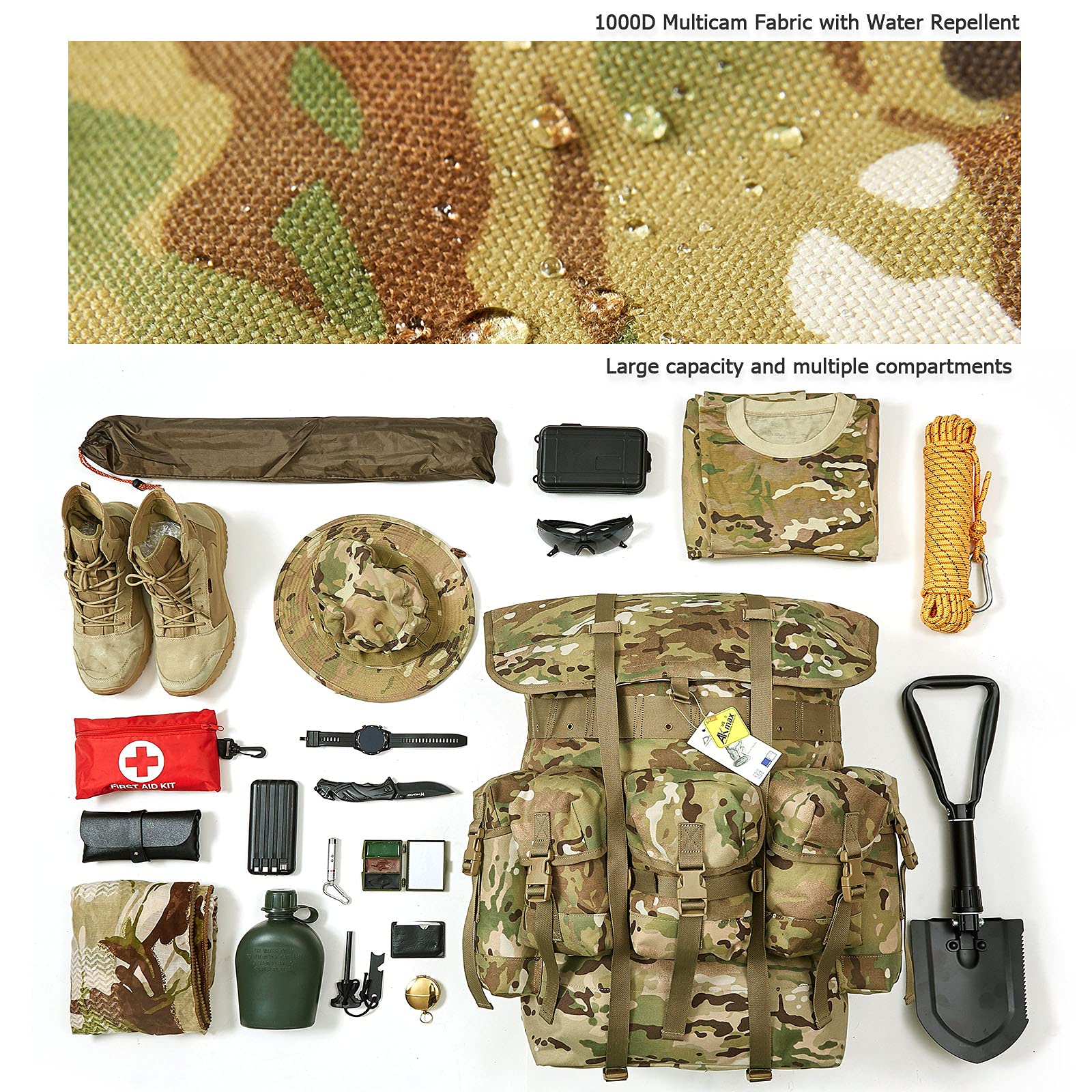 MT Military Rucksack Alice Pack - Durable Army Backpack with Butt Pack for Outdoor Camping, Hiking & Tactical Missions