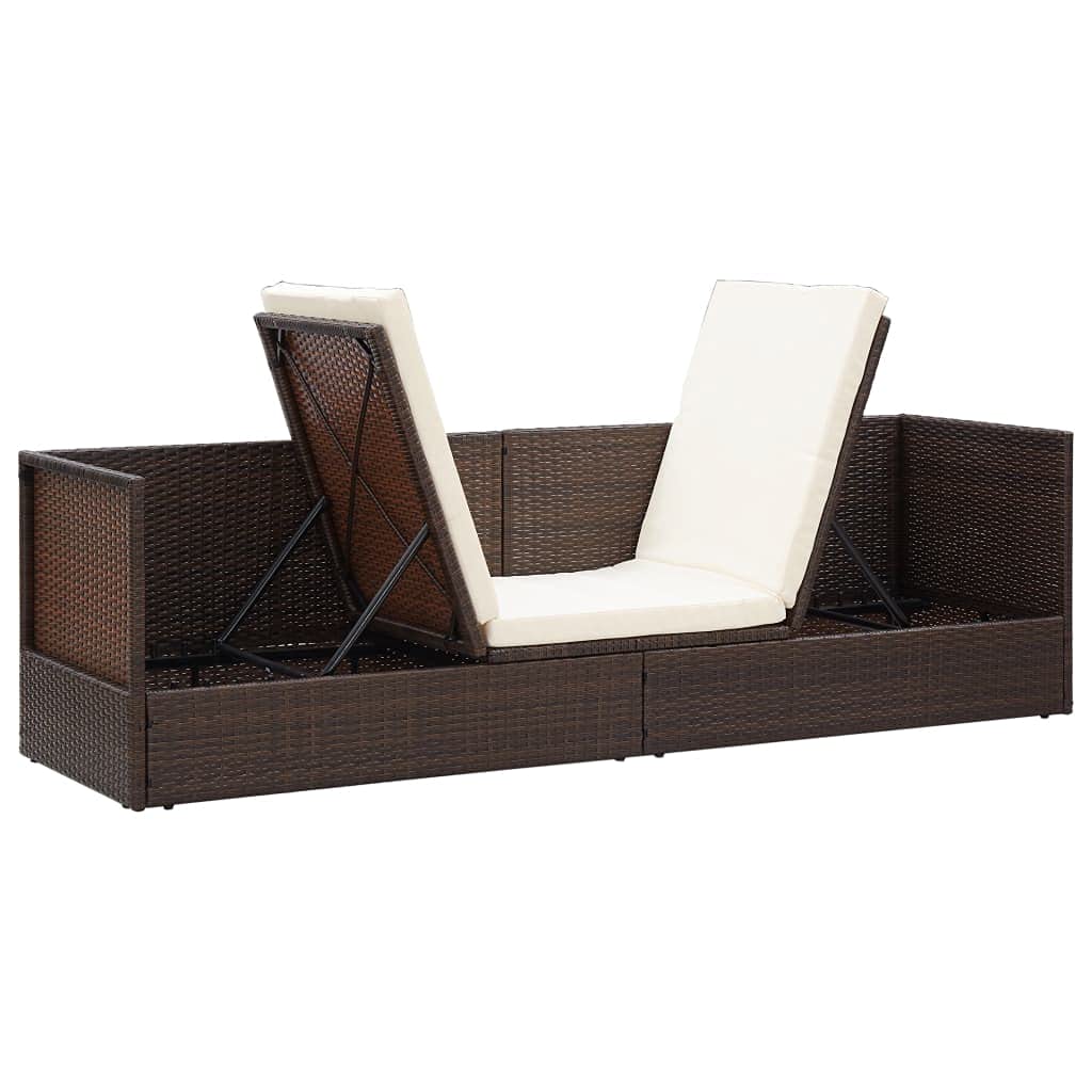 FAMIROSA Rattan Lounge Bed with Cushion - Outdoor Relaxation
