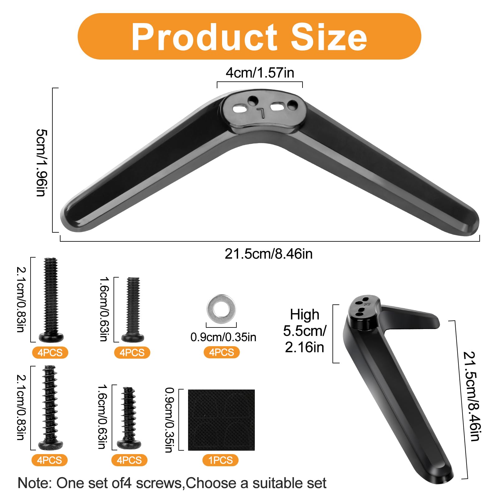 Foreverup Universal TV Stand Base Legs - Replacement Pedestal Feet for Most 32 40 49 50 55 Inch TCL ROKU TVs - Non-Slip Design with Screws Included - Quick Assembly - Perfect for Living Room, Bedroom or Home Theater Setup