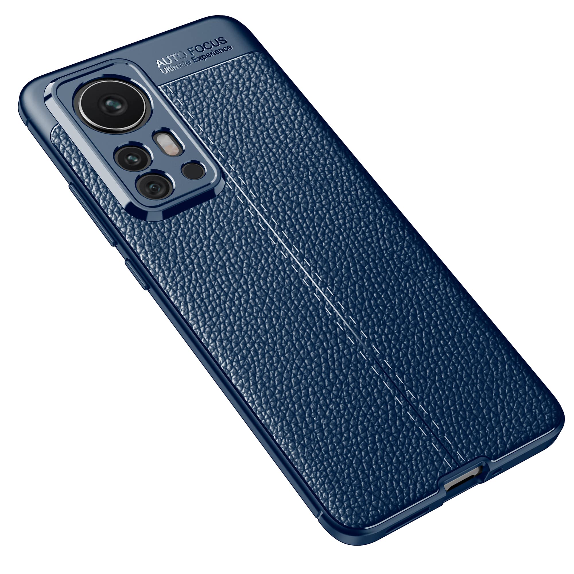 Xiaomi Mi 12 Pro Case (2022) - Premium Carbon Fiber Texture Shockproof & Scratch-Resistant Protective Cover | Leather Blue | Perfect for Daily Use, Travel & Work Protection