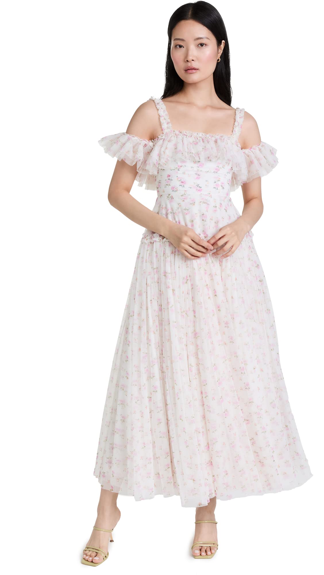 Needle & Thread Women's Bijou Rose Off Shoulder Gown - Elegant Formal Dress for Weddings, Prom & Evening Events