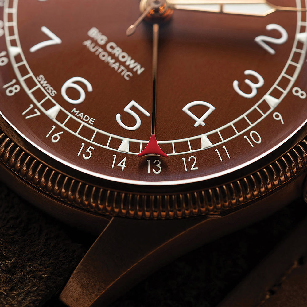 Big Crown Bronze Pointer Date 40mm Men's Watch - Brown Leather Strap - Vintage Automatic Diver Watch for Men - Perfect for Diving, Swimming & Everyday Wear