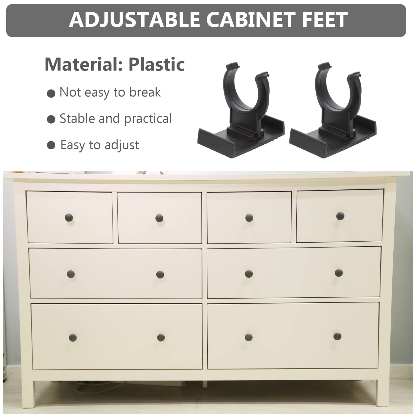 Angoily 10 Sets Black Cabinet Toe Kick Clips - Heavy Duty Kitchen Plinth Clips with Screws for Cabinet Leveling & Kickboard Support | Perfect for DIY Kitchen Cabinet Installation & Furniture Assembly