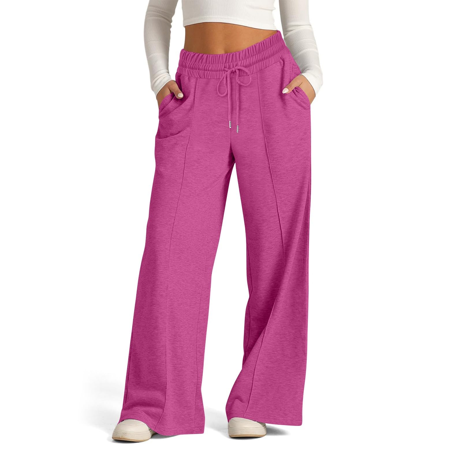 Women's High Waisted Wide Leg Sweatpants - Comfy Drawstring Lounge Pants with Pockets | Straight Leg Baggy Workout Pants for Yoga, Running & Casual Wear