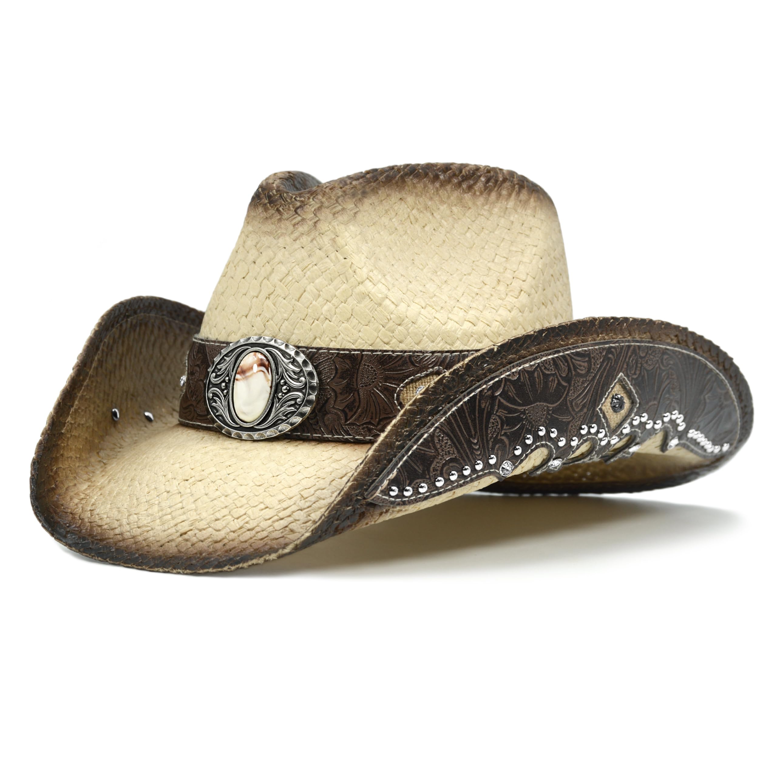 Stylish Embroidered Straw Cowboy Hats for Women & Men - Western Rodeo Hat for Cowboys, Cowgirls - Perfect for Country Music Festivals, Rodeos & Outdoor Adventures