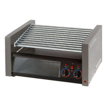 Grill Max® 30CBBC Commercial Roller Grill with Clear Bun Drawer, Chrome Rollers & Analog Controls - Perfect for Hot Dogs, Sausages & Sandwiches in Restaurants, Food Trucks & Concession Stands