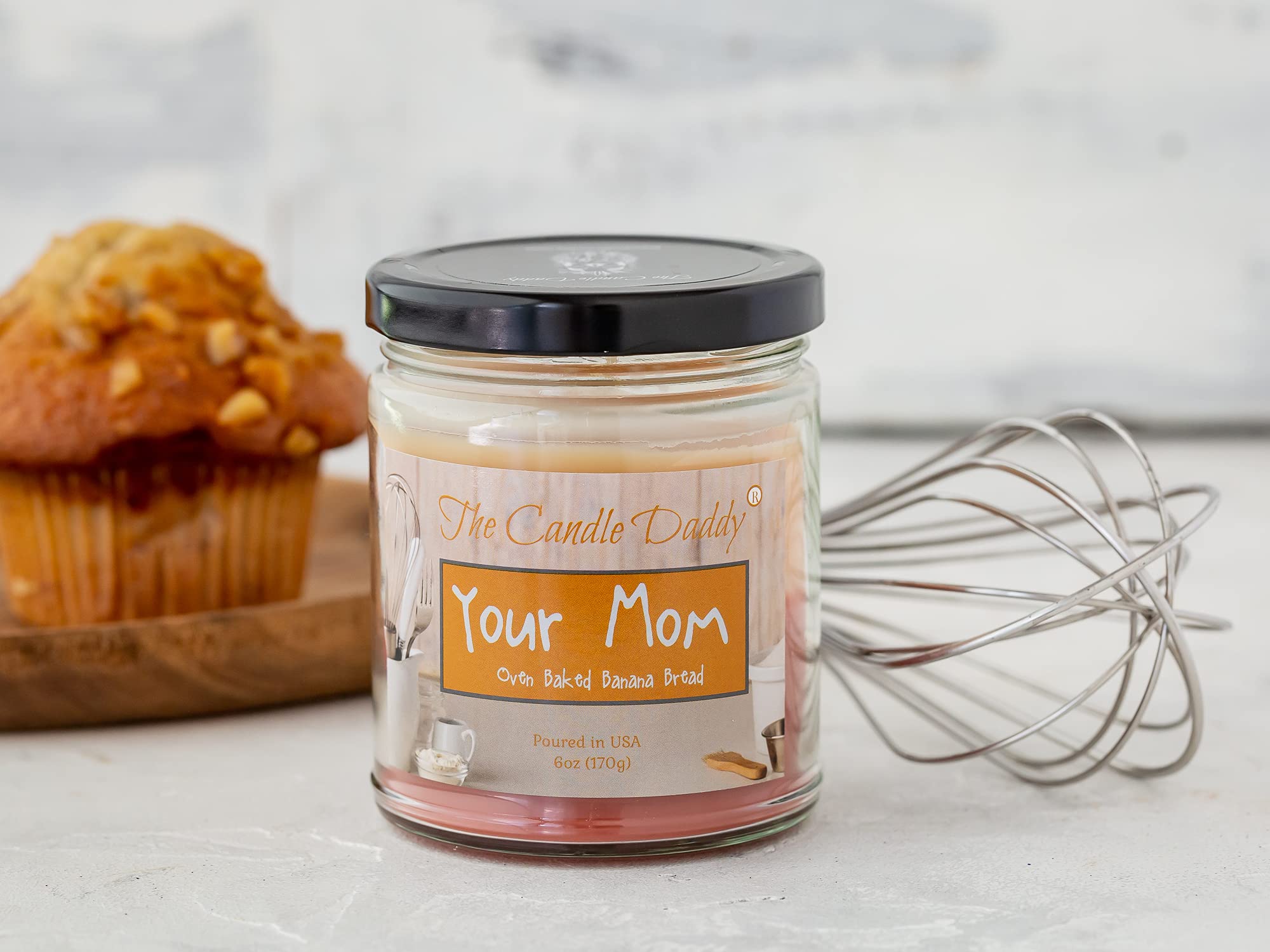 Funny 'Your Mom' Oven Baked Banana Bread Scented Candle - 6 Oz Jar with 40-Hour Burn Time - Perfect for Home Decor, Gifts & Relaxation