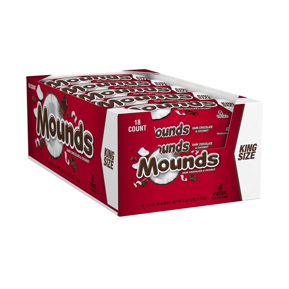 King Size Mounds Candy Bars - 3.5-Ounce (Pack of 18) | Coconut & Chocolate Candy | Perfect for Halloween, Parties & Office Snacks