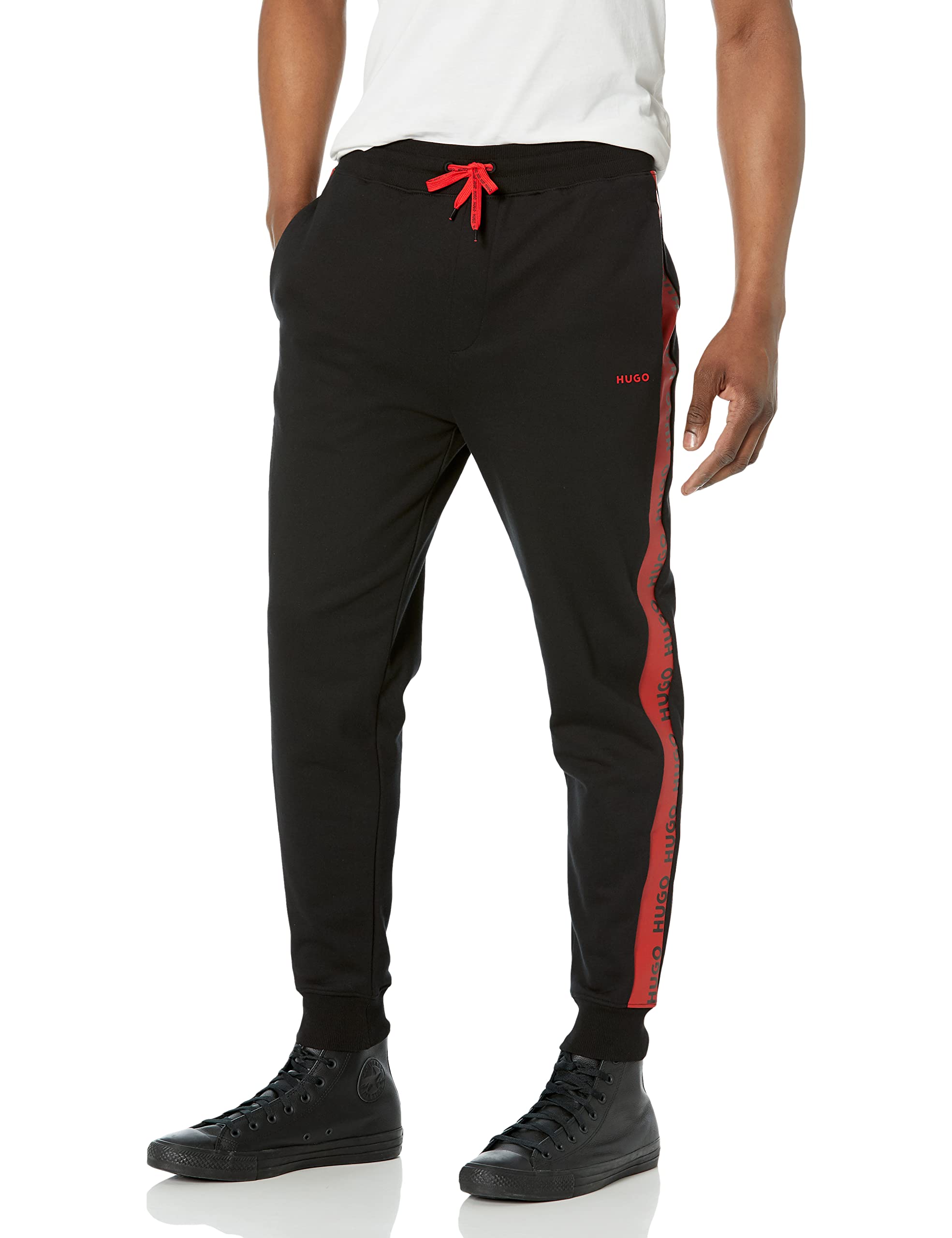 Hugo Boss Men's Logo Tape Jersey Joggers - Comfortable Athletic Pants for Casual Wear, Gym & Lounge