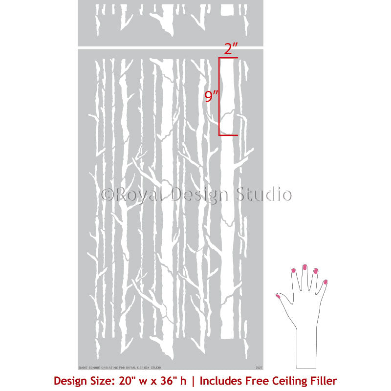 Bonnie Christine Floral Timber Tree Wall Stencil - DIY Home Decor for Nursery, Bedroom & Living Room