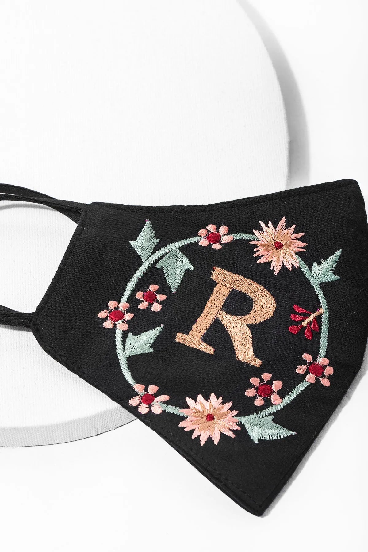 Custom Black Embroidered Monogram Face Mask - Personalized Reusable Cloth Mask with Initials - Perfect for Travel, Work & Daily Protection