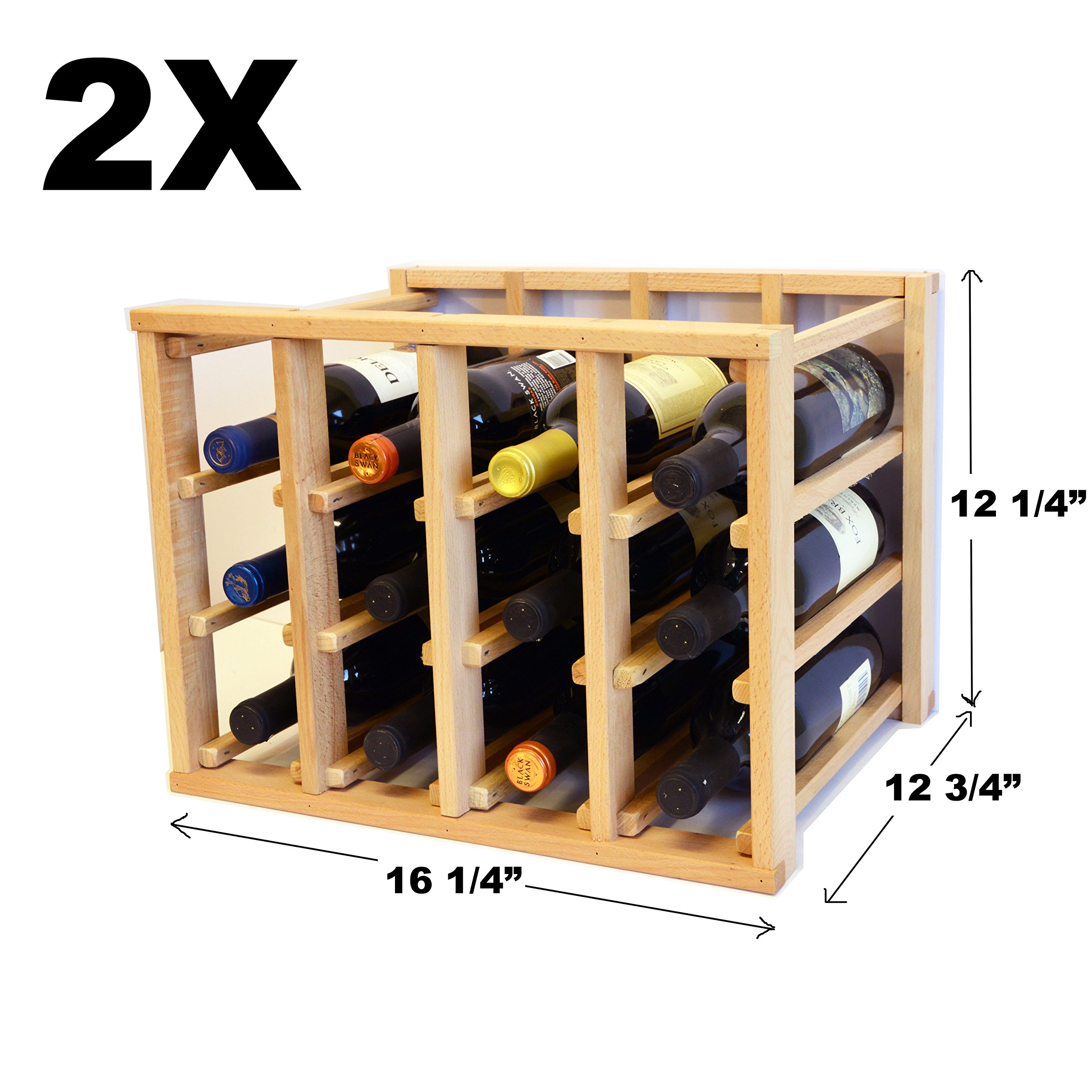 Modular Stackable Wine Rack - Holds 24 Bottles (Expandable to 96 Bottles) | Space-Saving Storage for Home Bars, Cellars & Restaurants