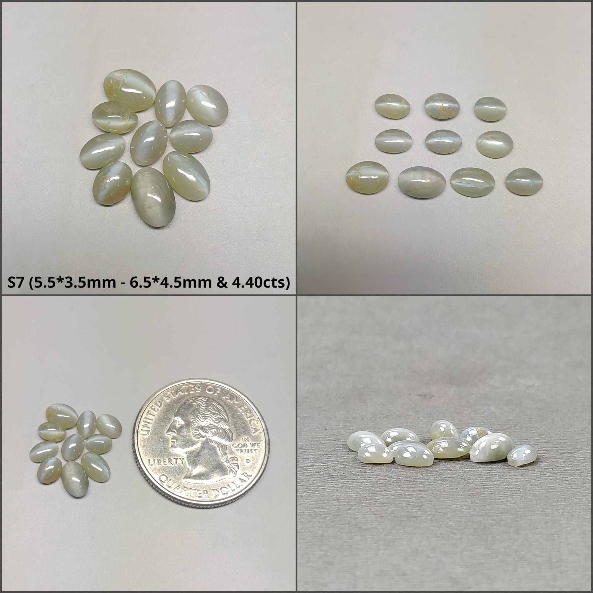 Natural Untreated Chrysoberyl Cat's Eye Gemstone Cabochon - Round & Oval Shapes (2pcs, 3pcs, 6pcs, 10pcs) | Healing Crystal for Jewelry Making, Meditation & Energy Work