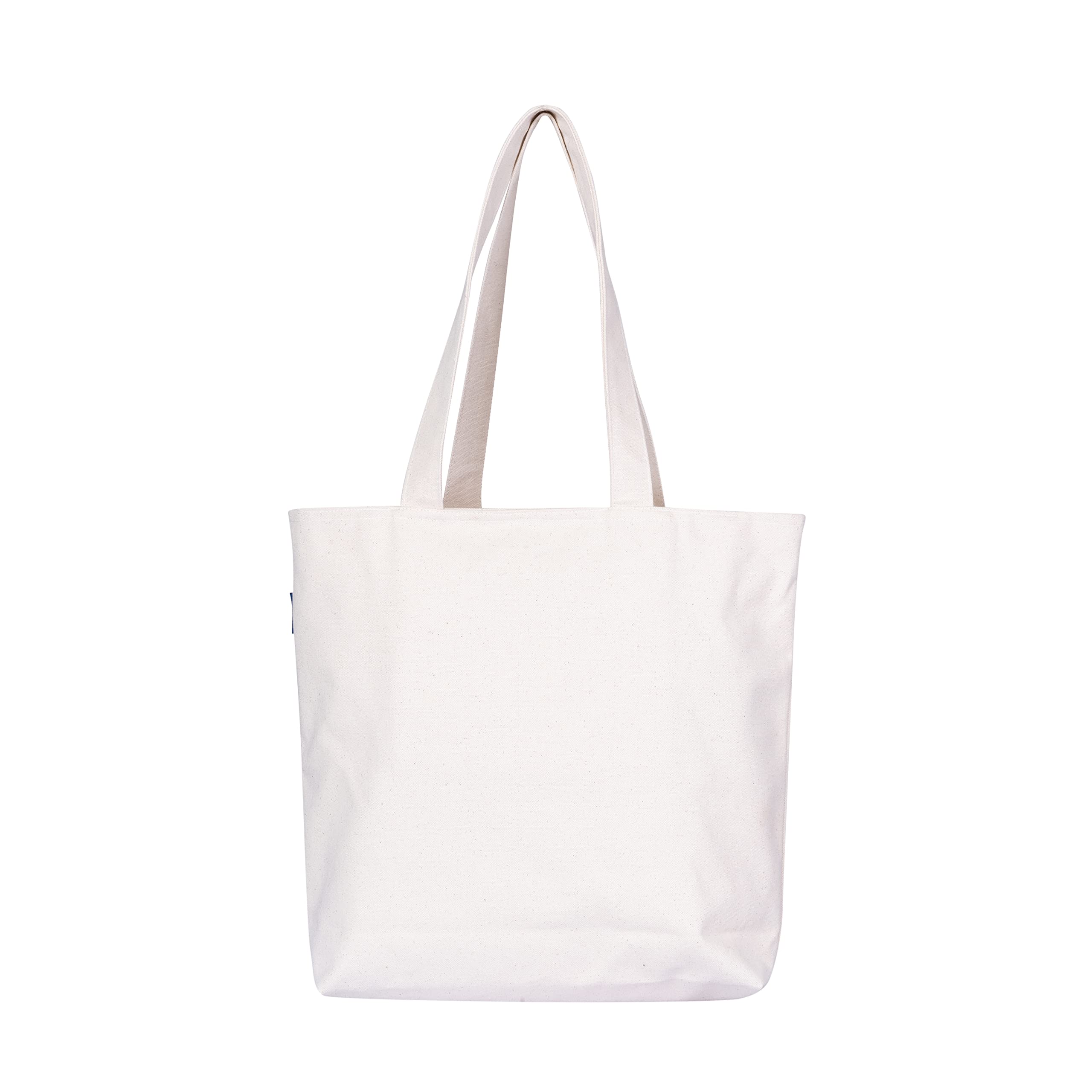 Stylish AQVA Cotton Canvas Shoulder Tote Bag for Women - Printed Multipurpose Handbag with Top Zip Closure | Perfect for Shopping, Travel, Work, Beach, Office & College | Durable Everyday Carry & Fashion Accessory