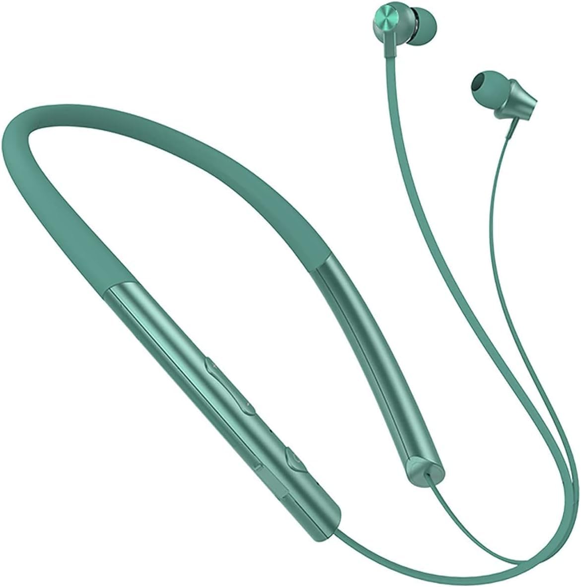 Wireless Bluetooth 5.0 Neckband Headphones with Noise Cancelling & Built-in Mic - Long Battery Life Sports Earbuds for Running, Workouts, Commuting & Office Use - Green