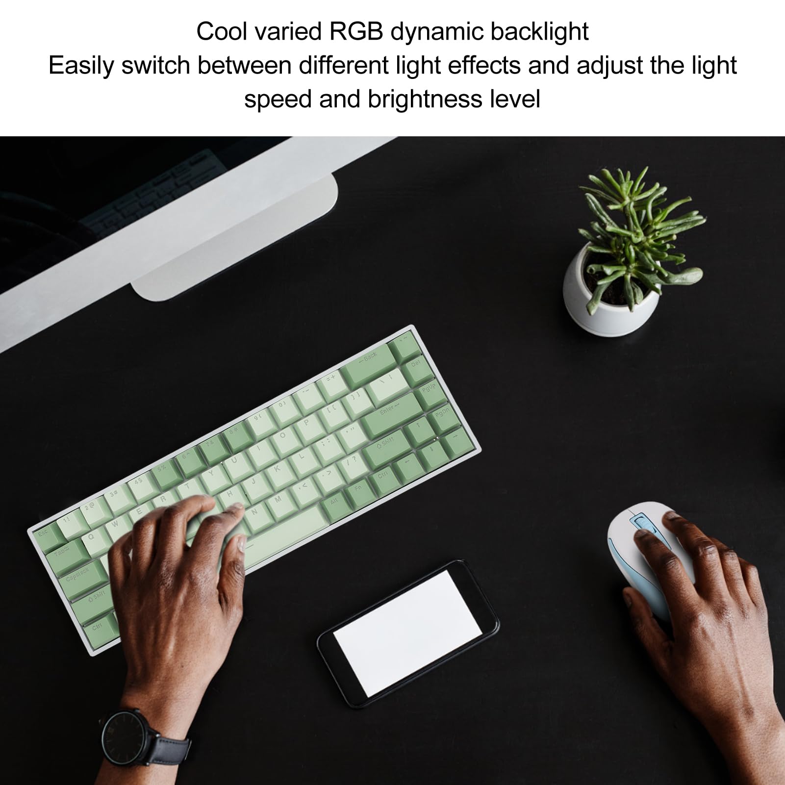 Vikye 68-Key Mechanical Gaming Keyboard - Hot Swappable Blue Switch, 3 Connection Modes (Bluetooth/Wired/2.4G), RGB Backlit for Windows PC & Mac - Perfect for Typing, Gaming & Office Work