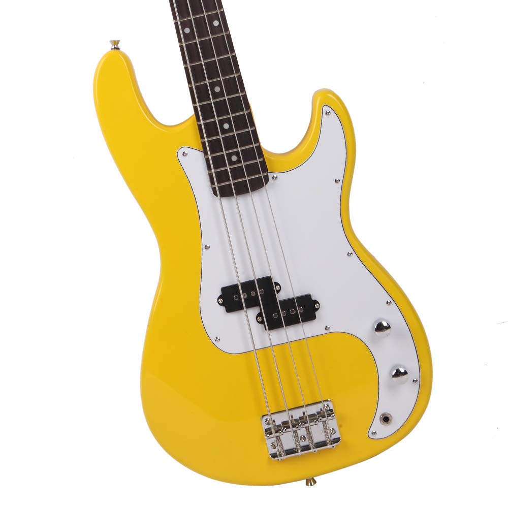 Glarry GP Bass Guitar Strap - Adjustable Padded Shoulder Strap with Pick Holder & Cable Wrench Tool (Yellow) - Perfect for Electric Bass Players & Musicians On Stage or Studio