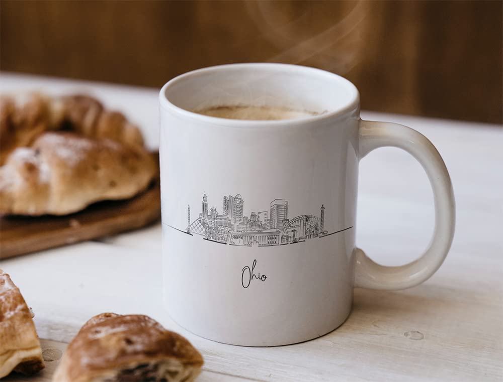 Ohio Buckeye State Themed Ceramic Coffee Mug - 11oz Unique Graduation Gift for Him - Perfect Souvenir & Long Distance Gift for OH Fans - Ideal for Coffee, Tea, or Hot Chocolate at Home, Office, or Dorm