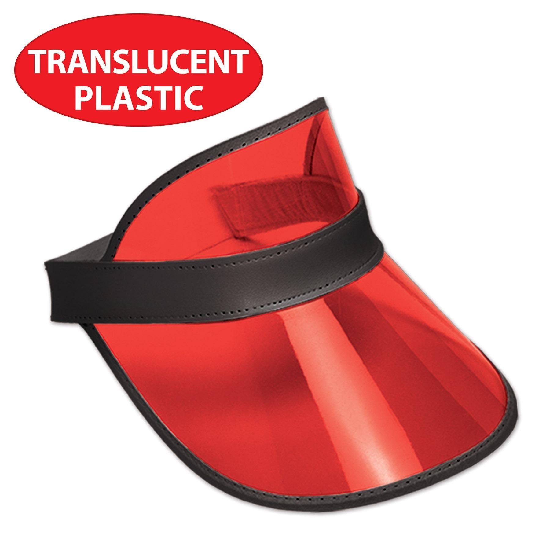 12 Pack Beistle Clear Red Plastic Dealer's Visor - Casino Party Supplies for Blackjack, Poker & Themed Events - Perfect for Dealers, Halloween Costumes & Game Nights
