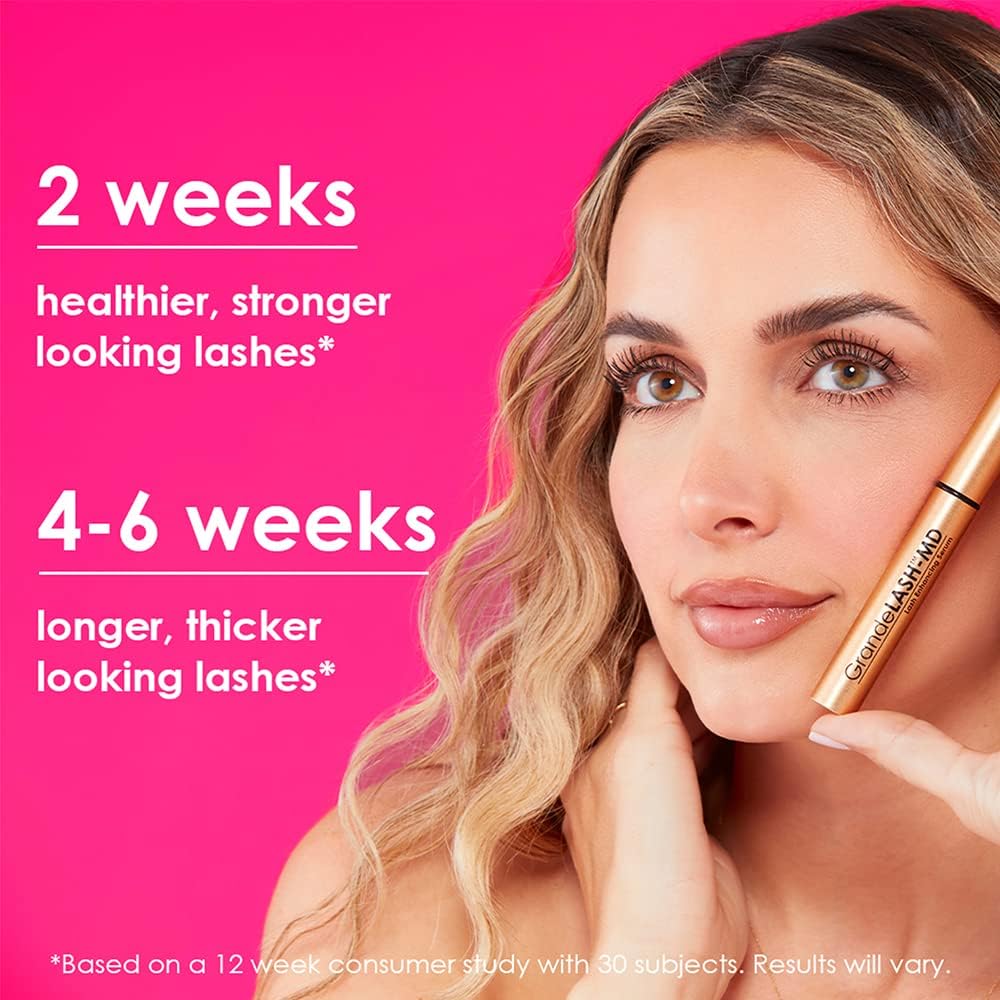 GrandeLASH-MD Lash Enhancing Serum – 4mL (6-Month Supply) for Longer, Thicker Eyelashes – Perfect for Nighttime Lash Care & Special Occasion Makeup