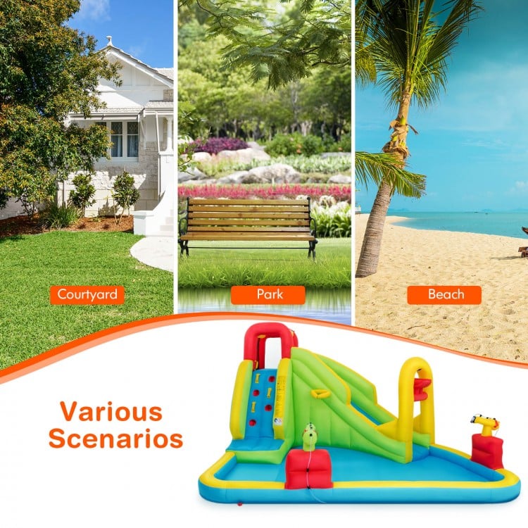 Inflatable Water Bounce House for Kids - 480W High-Power Blower Included | Outdoor Summer Party, Backyard Play, Birthday Celebration Water Slide