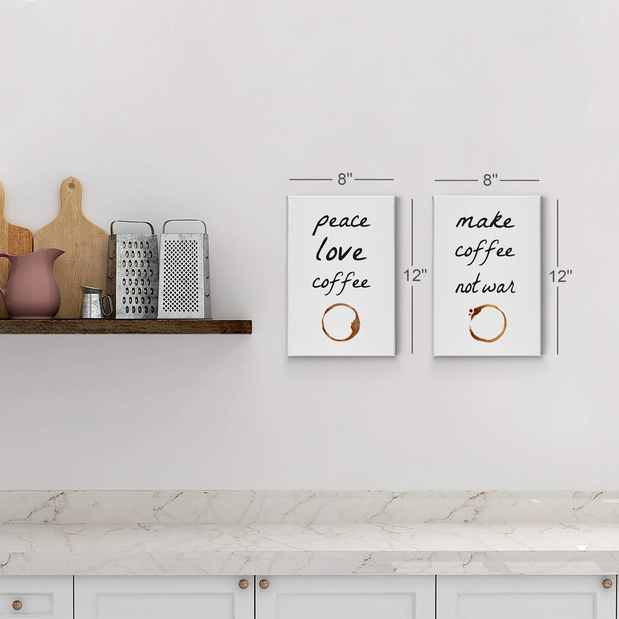 Smile Art Design Peace Love Coffee & Make Coffee Not War 2-Panel Canvas Print Set (40x30 inches) - Inspirational Wall Art for Kitchen, Farmhouse, Office & Coffee Shop Decor - Perfect Gift for Coffee Lovers & Home Decor Enthusiasts