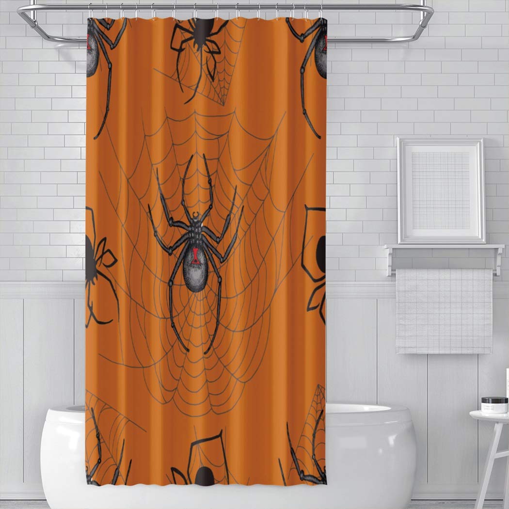 Black Widow Spider Halloween Shower Curtain - 36x72 Inch for Bathroom Decor