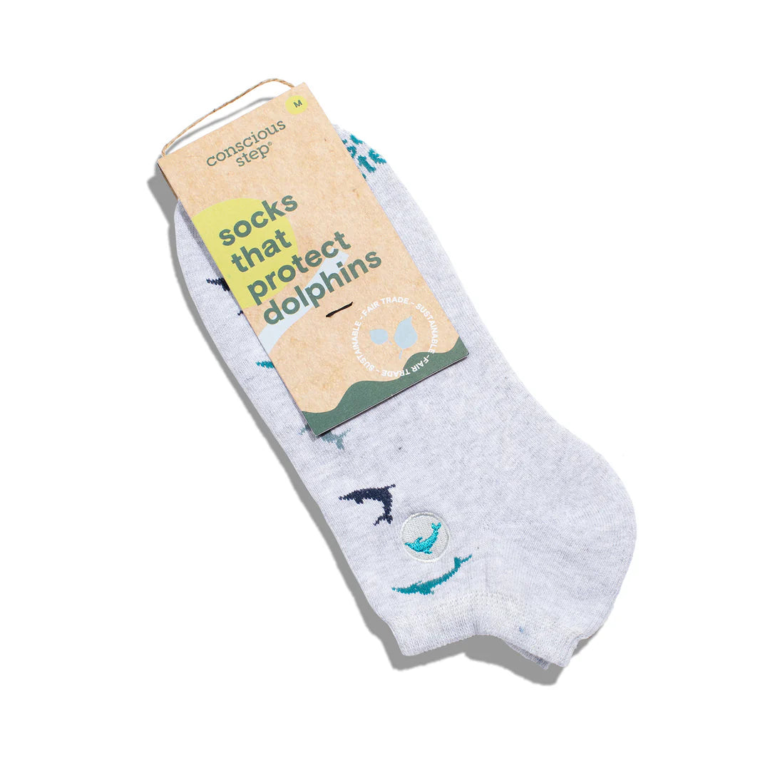 Conscious Step Eco-Friendly Ankle Socks - Protect Dolphins & Marine Life - Comfortable Cotton Socks for Men & Women - Perfect for Hiking, Yoga & Daily Wear