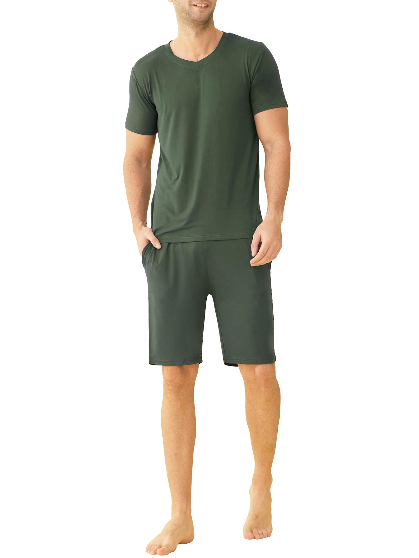 Latuza Men's Short Sleeve Pajama Set - Soft Cotton Sleepwear for Summer & Lounge - Perfect for Nightwear, Relaxing at Home, and Travel Comfort