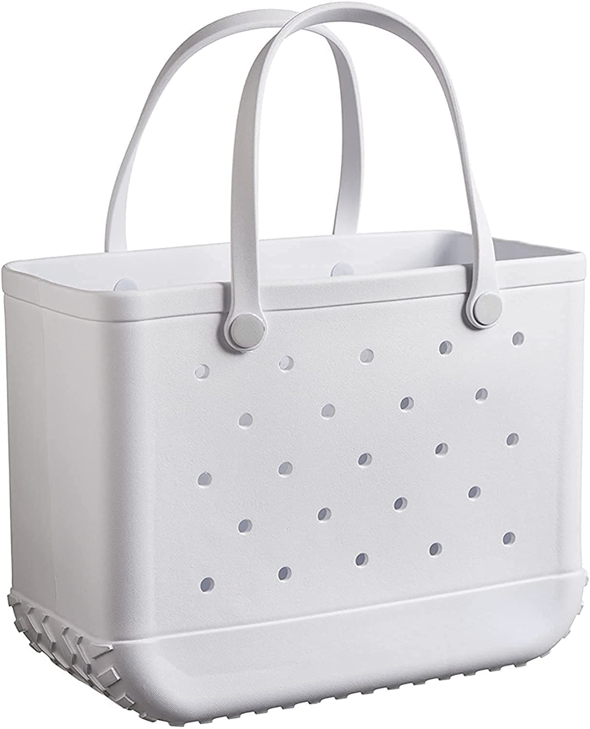 Oversized Waterproof EVA Beach Bag - Sandproof Portable Travel Tote for Women & Men - Washable & Durable for Beach, Pool, Gym, Sports, Shopping (Medium, White) - Perfect for Vacations, Picnics & Outdoor Activities