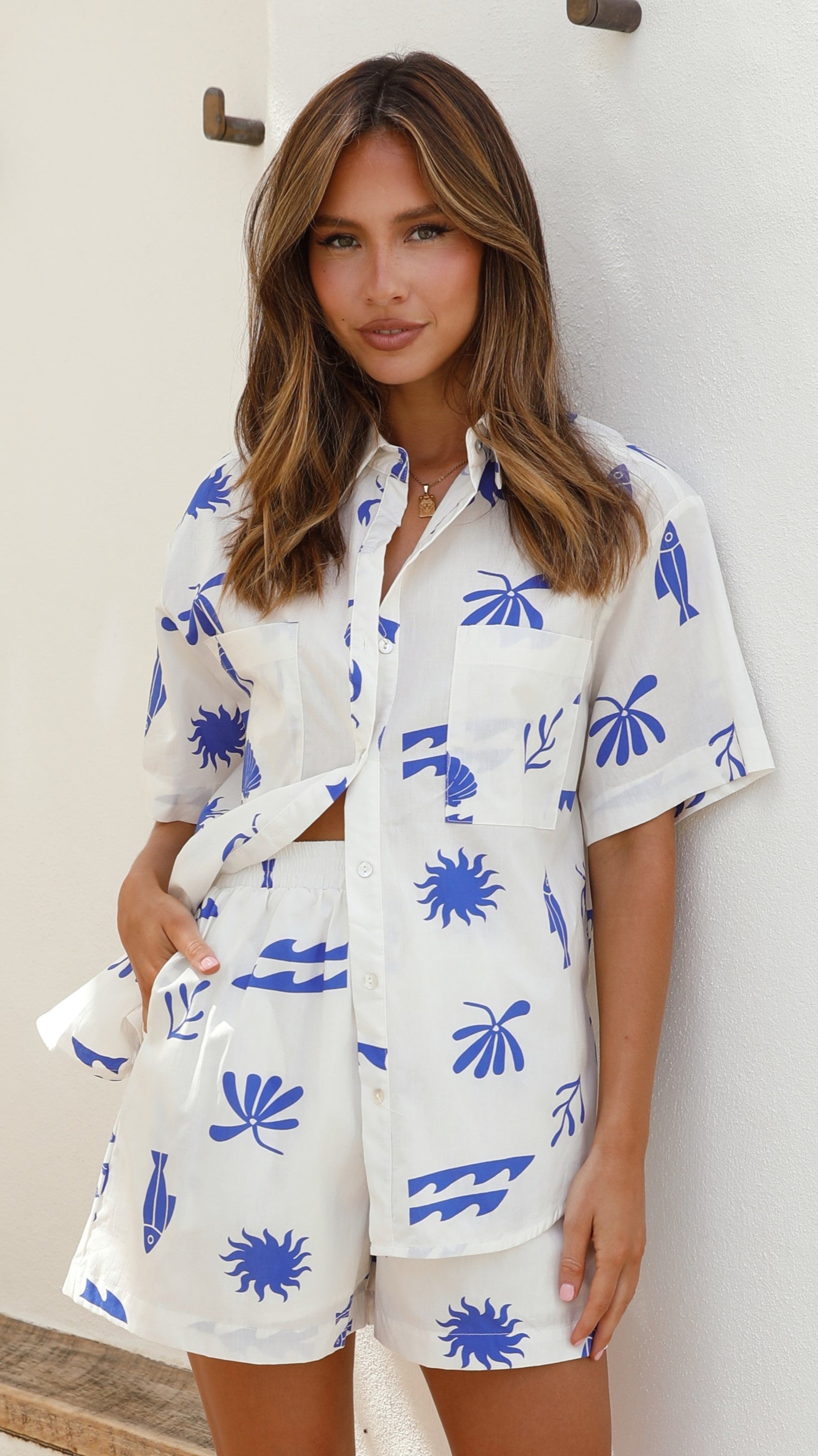 Jae Button Up Shirt for Men | Summer Sea Print Casual Shirt | Lightweight Breathable Fabric | Perfect for Beach Vacation & Outdoor Activities
