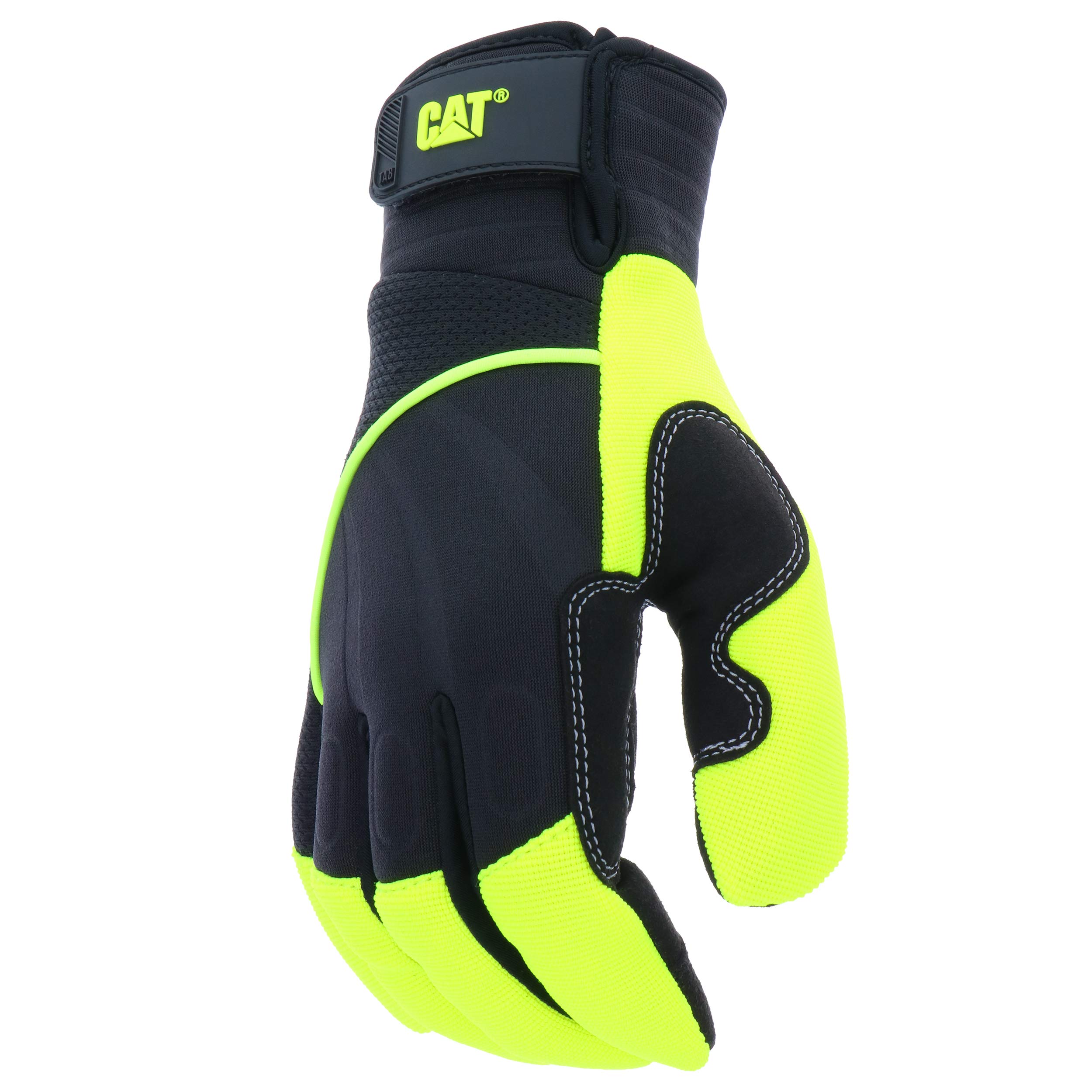 Cat® CAT012224 Hi-Visibility Work Gloves - Green, X-Large, Synthetic Palm with Touchscreen Fingertips, Adjustable Wrist Strap & Padded Protection | Ideal for Construction, Warehouse, Outdoor Work & Cold Weather Use