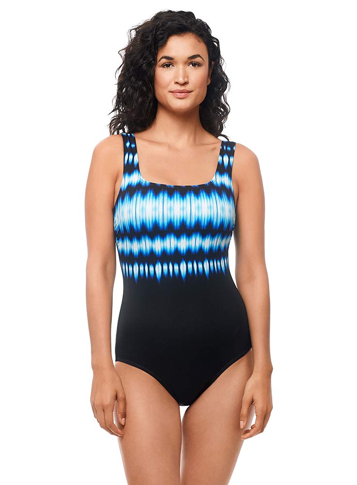 Reebok Women's One Piece Swimsuit - Sporty Scoop Neck Bathing Suit for Swimming, Beach & Fitness | Fashionable Athletic Swimwear
