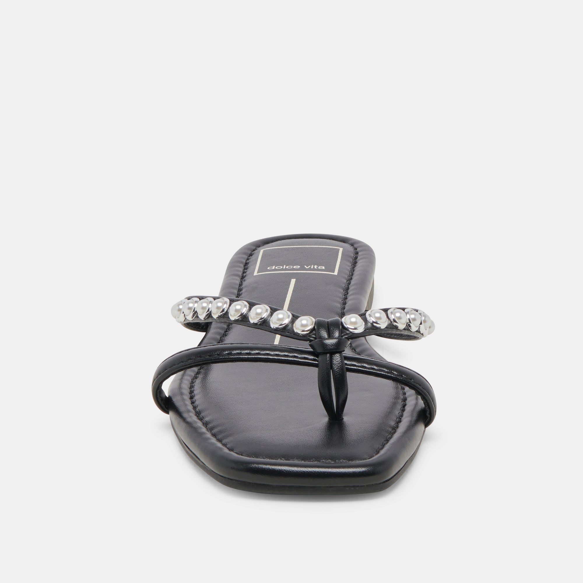LUCCA PEARL SANDALS for Women - Black Pearl Embellished Summer Beach Sandals | Comfortable Slides for Vacation, Wedding, and Party Occasions