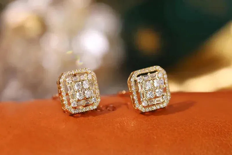 18K White/Yellow/Rose Gold Diamond Stud Earrings for Women - 0.48CT Real Natural Diamond Fashion Jewelry - Perfect Gift for Anniversary, Birthday & Special Occasions
