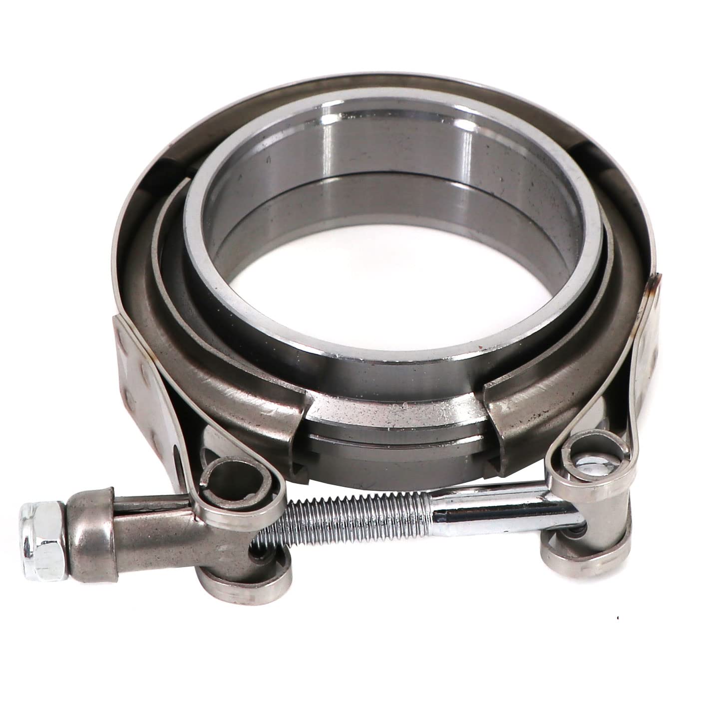 2.5 Inch Stainless Steel V-Band Clamp Kit with Male & Female Flanges for Turbo Exhaust Downpipe - High Temperature Resistant, Perfect for Automotive Exhaust Systems & Performance Upgrades
