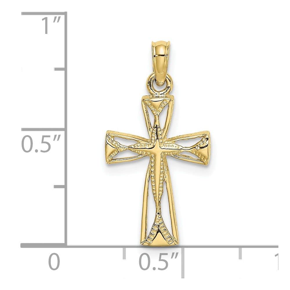 10K Yellow Gold Cut-Out Cross Pendant with Triangle Ends - Elegant Religious Jewelry for Women - Perfect for Baptism, Confirmation, and Everyday Faith-Based Fashion