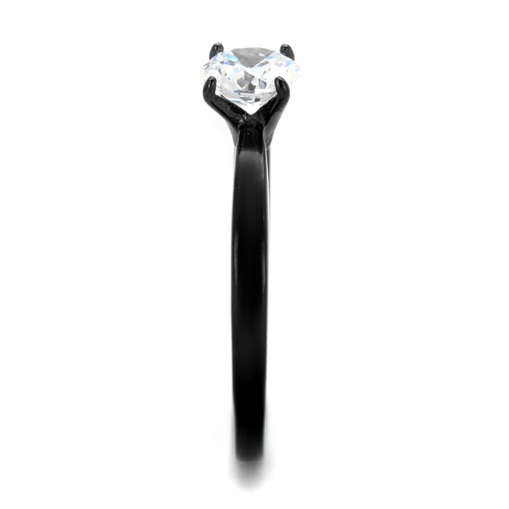 1.05ct AAA CZ Black Stainless Steel Engagement Ring for Women Size 5-10 - Perfect for Proposals & Anniversaries