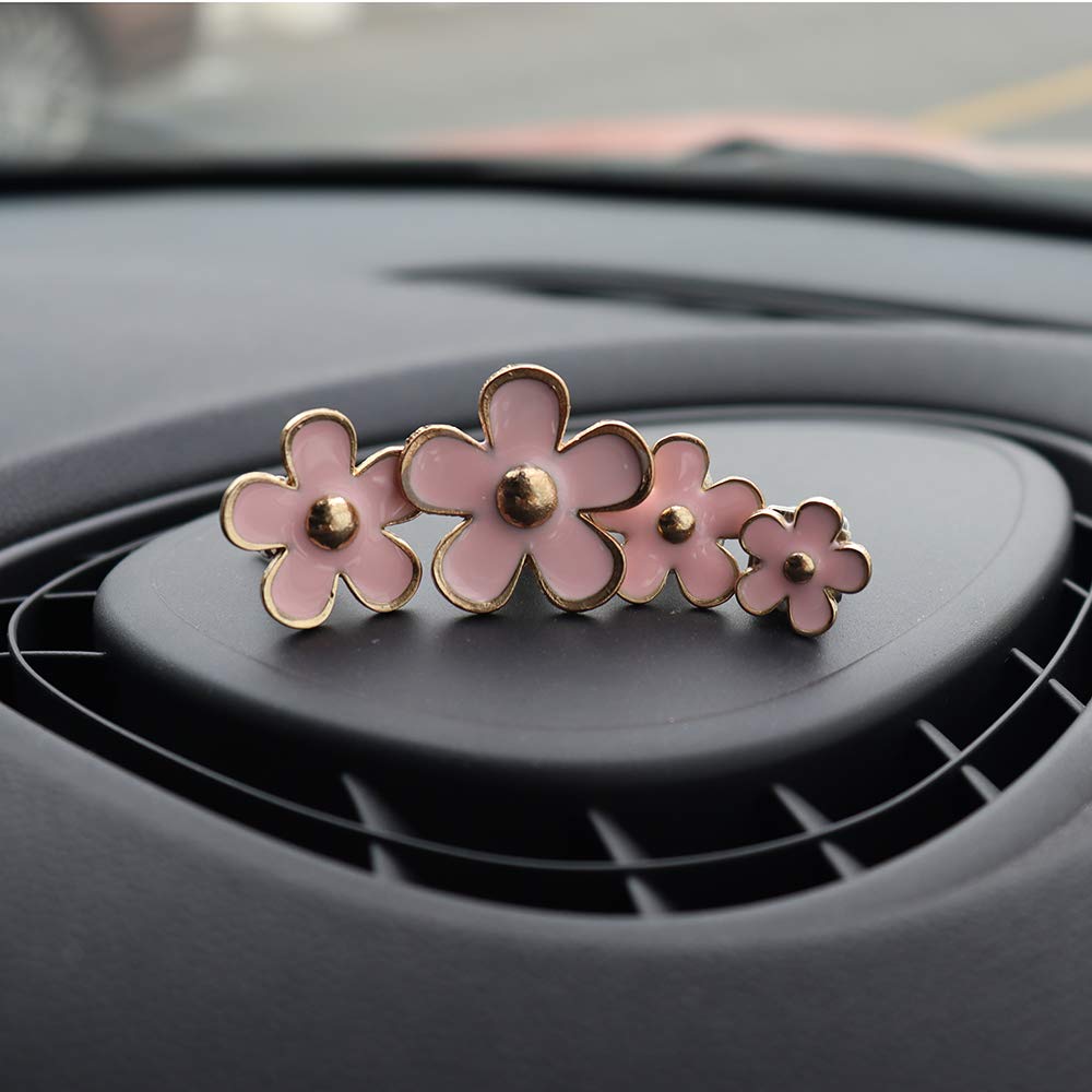 Cute Daisy Flower Air Vent Clips - Car Air Freshener & Decor Accessories for Women (Pink) | Girly Automotive Interior Charm & Aesthetic Decor - Perfect for Cars, Office, and Home