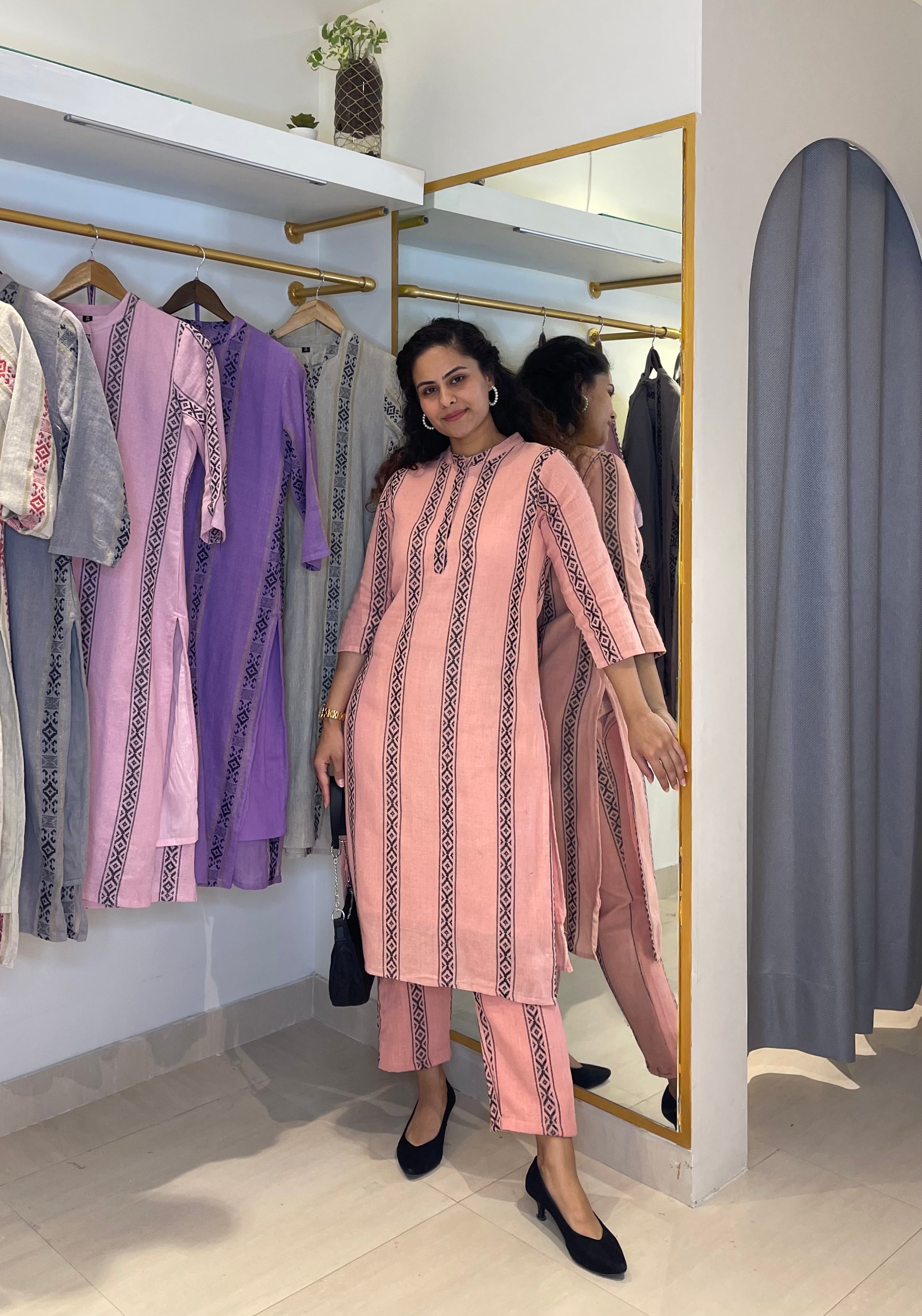 Handmade Peach Cotton Kurta Set for Women - Traditional Indian Ethnic Wear for Festivals, Weddings & Casual Outings