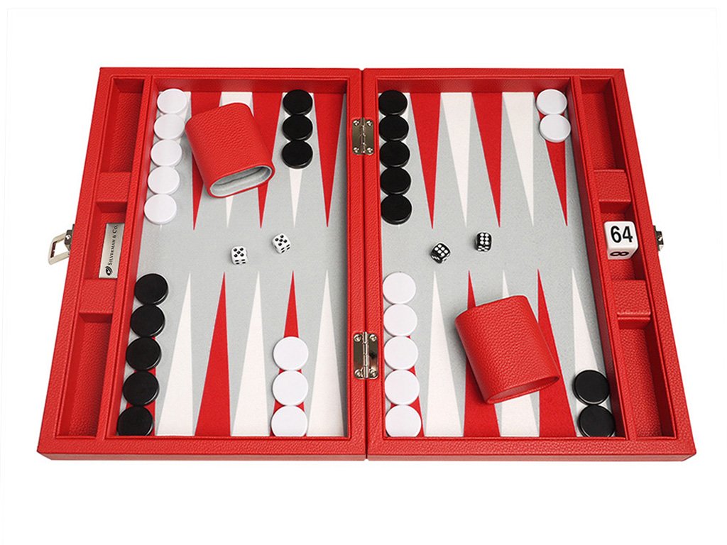 13-Inch Premium Backgammon Set - Travel Size Backgammon Board Game with Red Wooden Board - Perfect for Camping, Beach Trips & Family Game Nights
