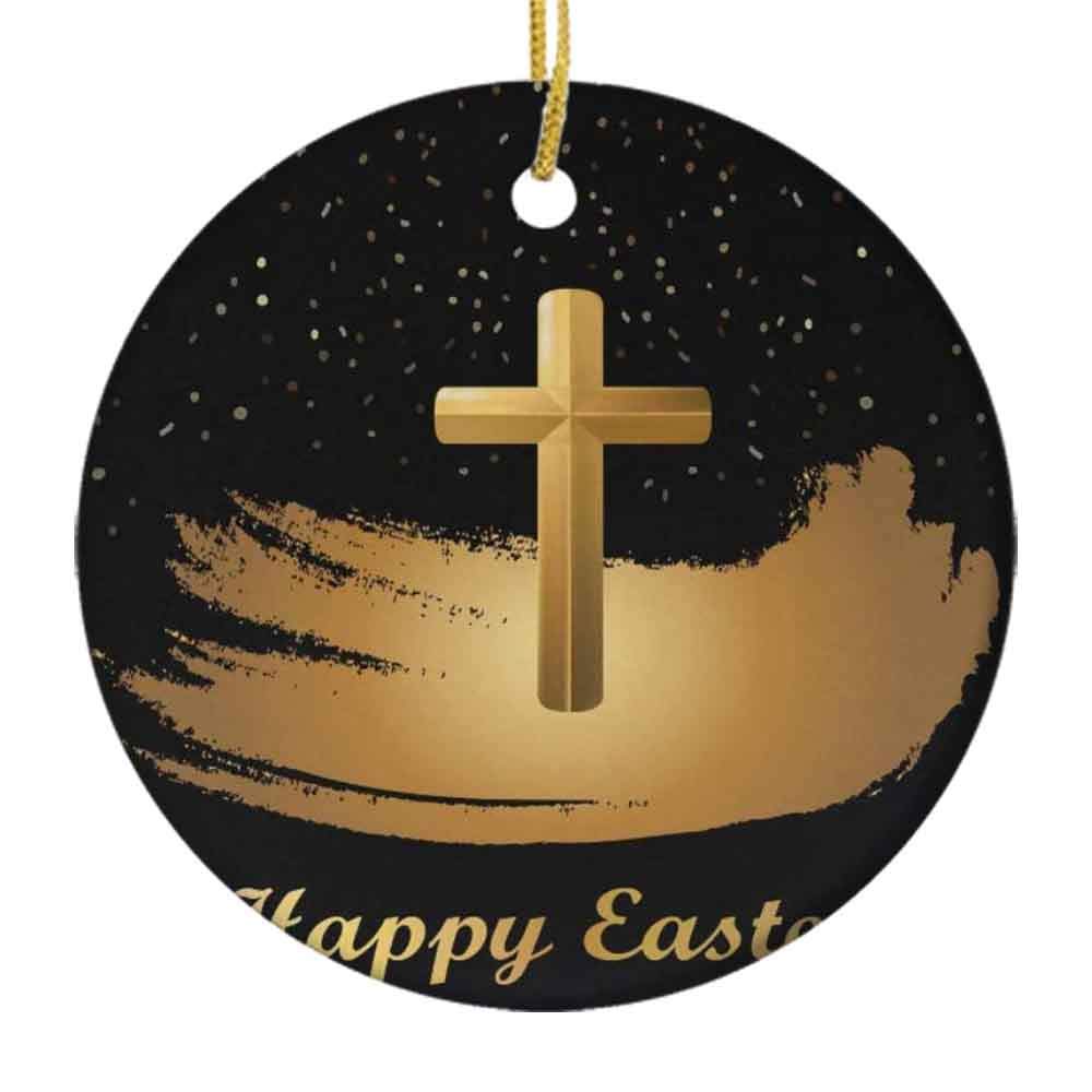 9-Piece Ceramic Christmas Ornaments Set - Easter Cross & Spring Bunny Eggs Decorations for Holiday Tree (2.85 Inch) | Perfect for Xmas, Easter, and Spring Home Decor