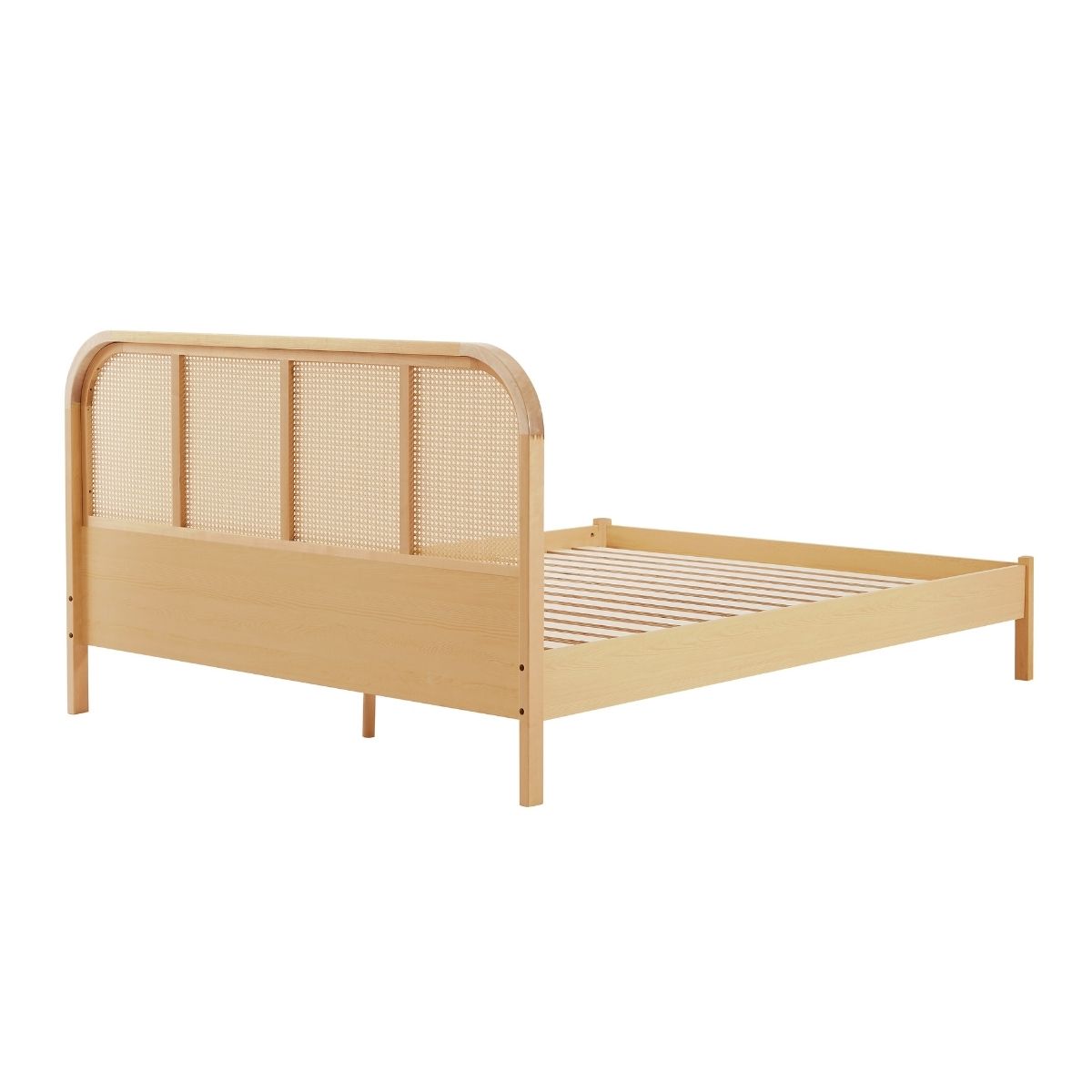 Luxury Rattan Bed Frame with Curved Headboard - Double Size Bed for Master Bedroom, Guest Room & Bohemian Style Home Decor
